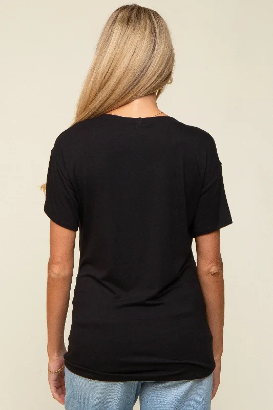 Black Scoop Neck Basic Maternity Tee