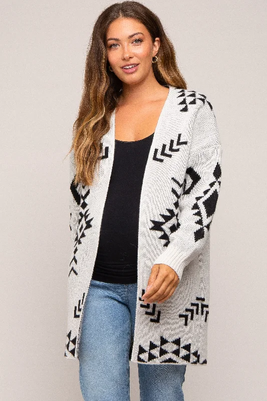 Ivory Print Maternity Cardigan