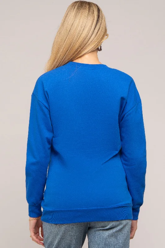 Royal Blue Pullover Maternity Sweatshirt