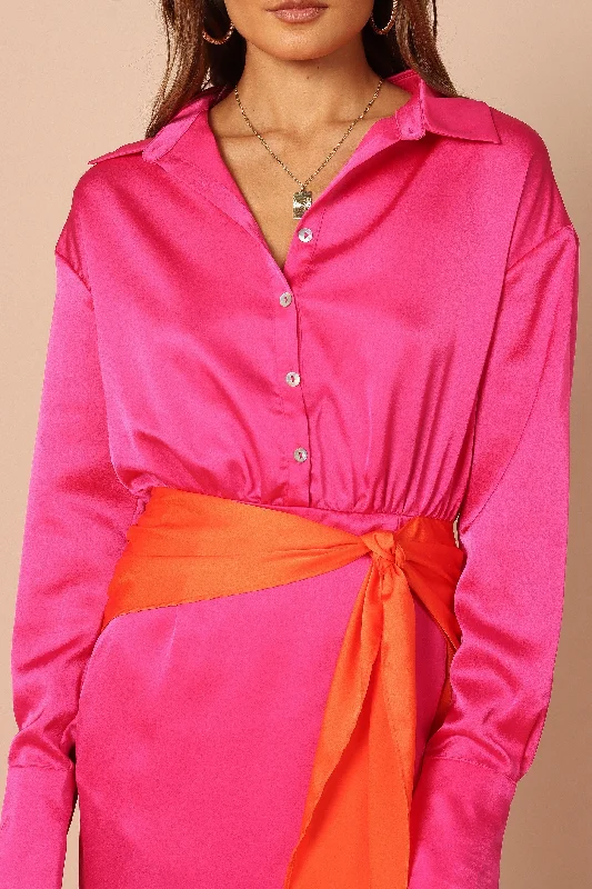 Austin Colourblock Wrap Dress - Pink/Orange