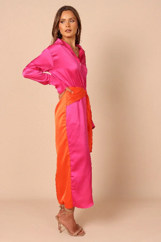 Austin Colourblock Wrap Dress - Pink/Orange