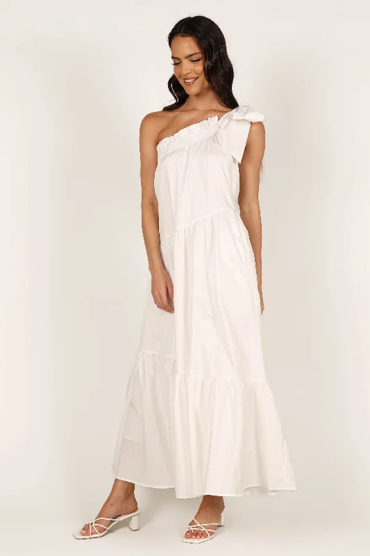 Ava One Shoulder Maxi Dress - White