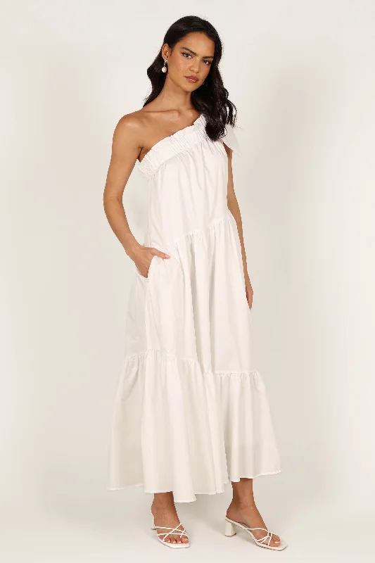 Ava One Shoulder Maxi Dress - White