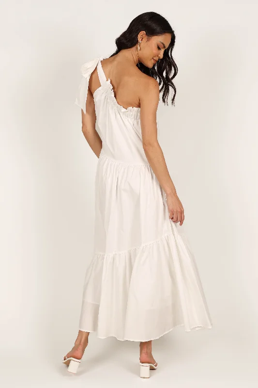 Ava One Shoulder Maxi Dress - White