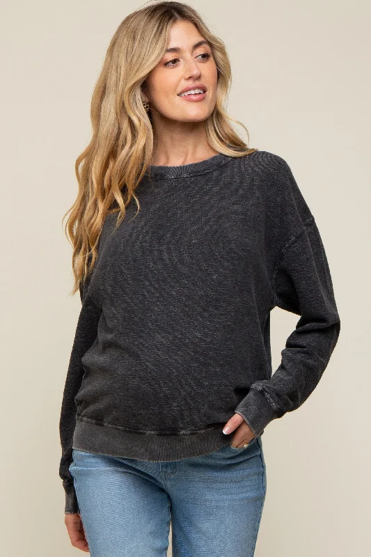 Black Faded Long Sleeve Maternity Top