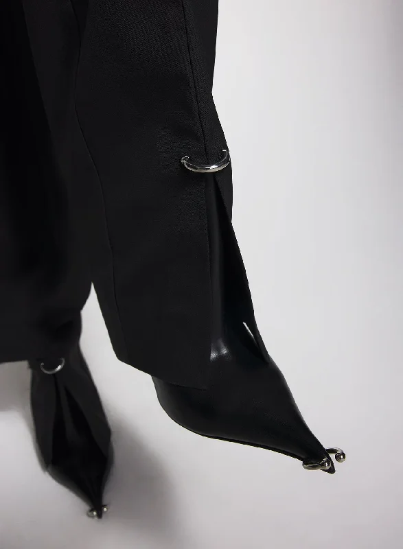 black pierced loose tailored trousers