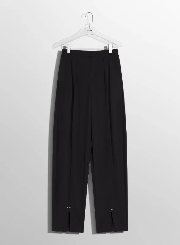 black pierced loose tailored trousers