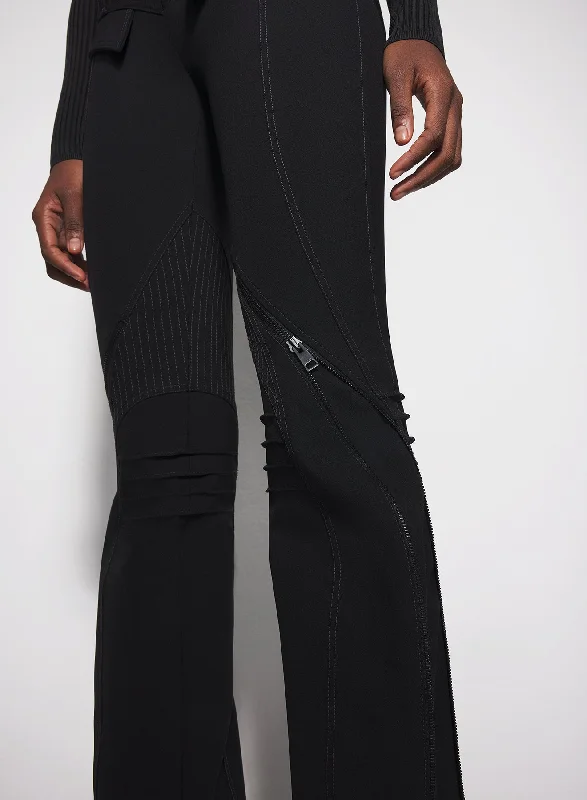 black zipped scuba pants