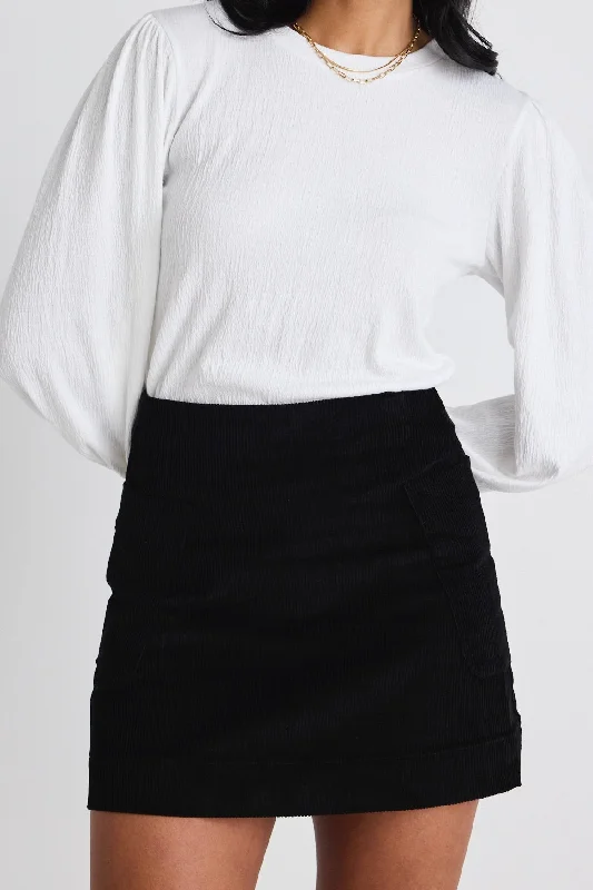 Credible Black Cord Mini Skirt