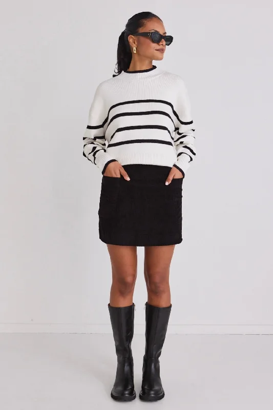 Credible Black Cord Mini Skirt