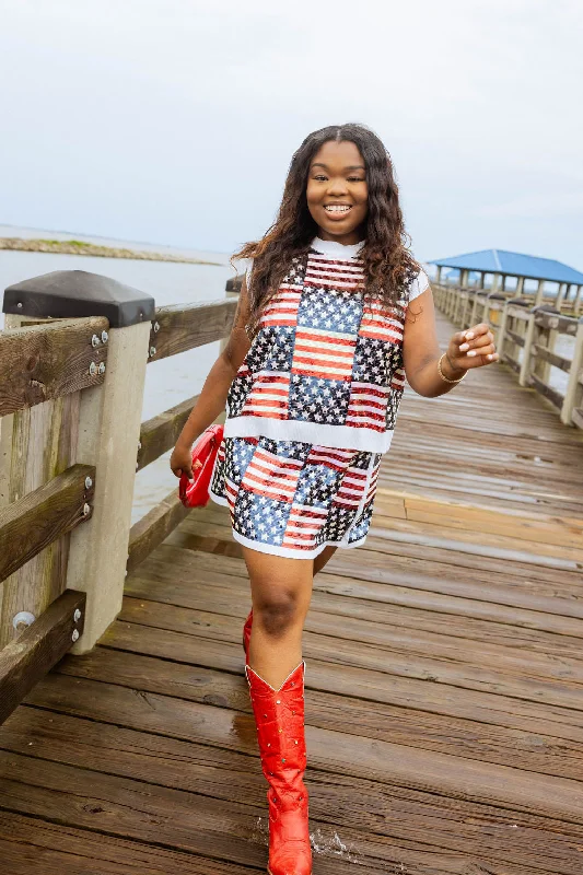 Full Sequin Stars & Stripes Skirt