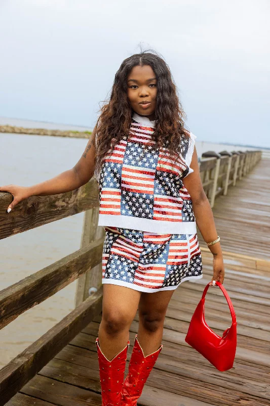 Full Sequin Stars & Stripes Skirt