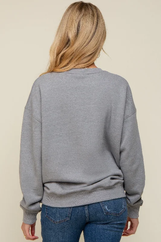 Heather Grey Soft Knit Fleece Lined Maternity Sweatshirt