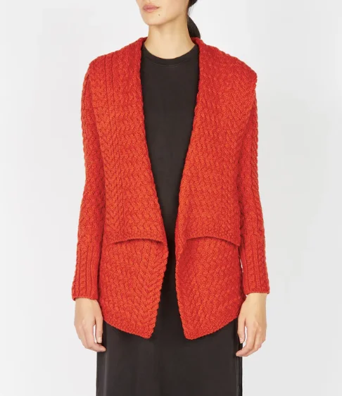 Irish -  Glenross Waterfall Cardigan - Orange Marl