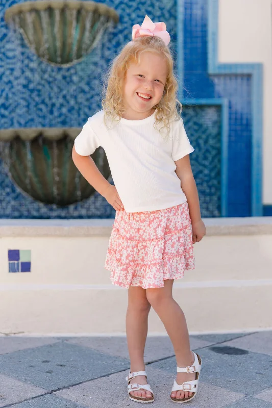 Kid's Through The Garden Pink And Ivory Floral Mini Skort Tori X Pink Lily FINAL SALE