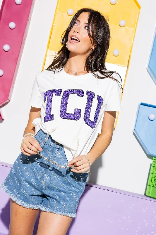 Licensed TCU Jeweled Letter Tee