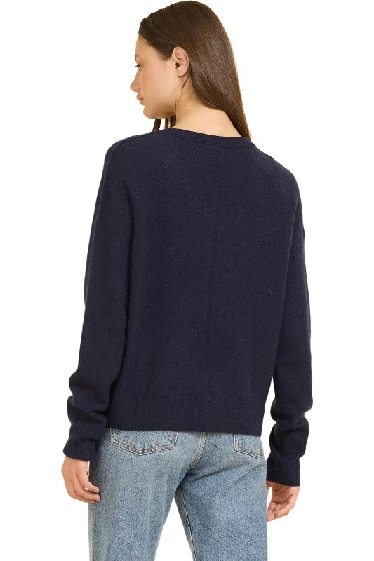 One Grey Day Sloane V-neck Sweater in Navy