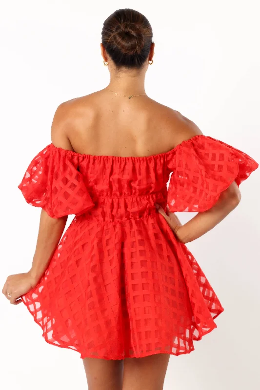 Philia Off Shoulder Mini Dress - Red