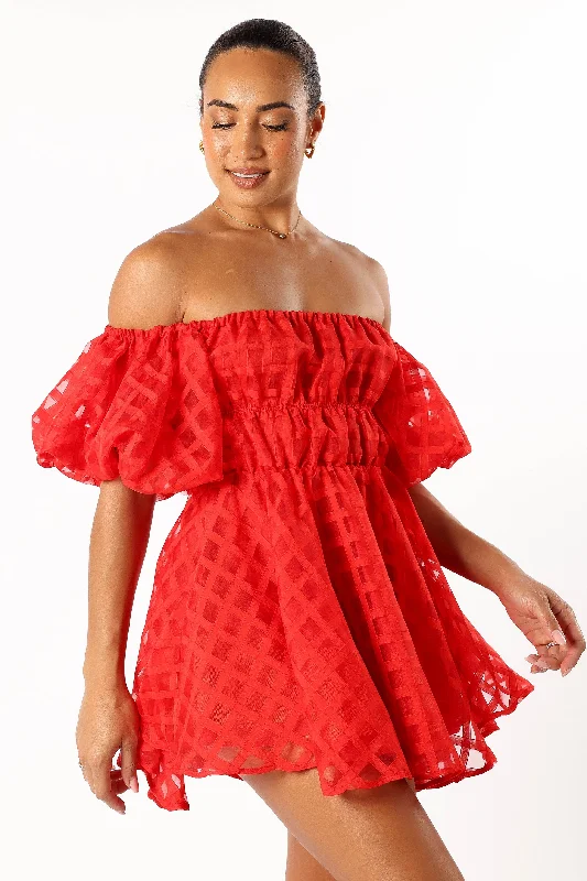 Philia Off Shoulder Mini Dress - Red