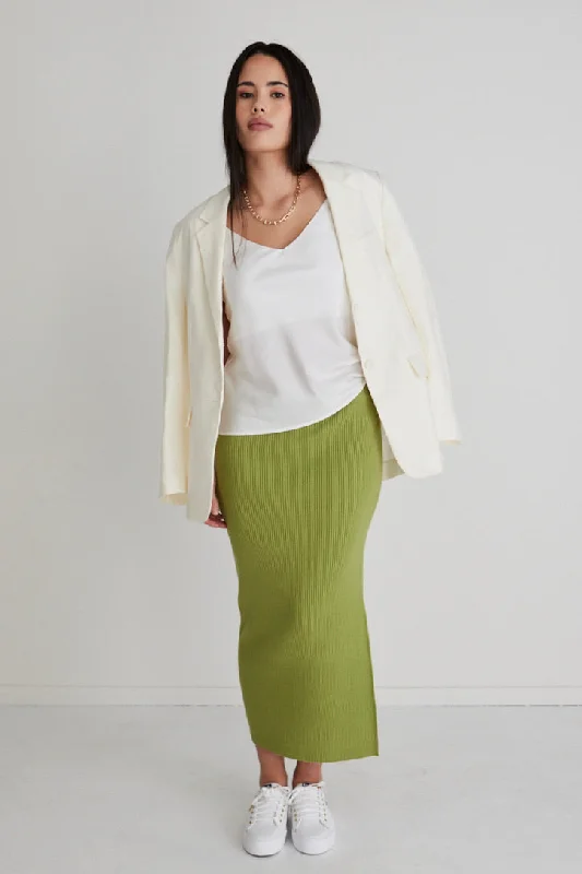 Possibility Green Rib Knit Skirt