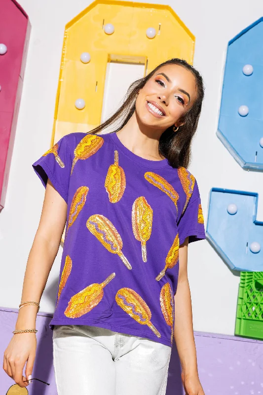 Purple Scattered Corn Dog Tee