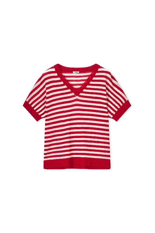 Esther Stripe Sweater - Salsa Red