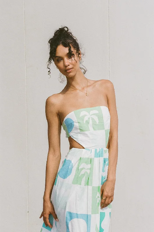 Talullah Midi Dress - Palm Tile Breeze