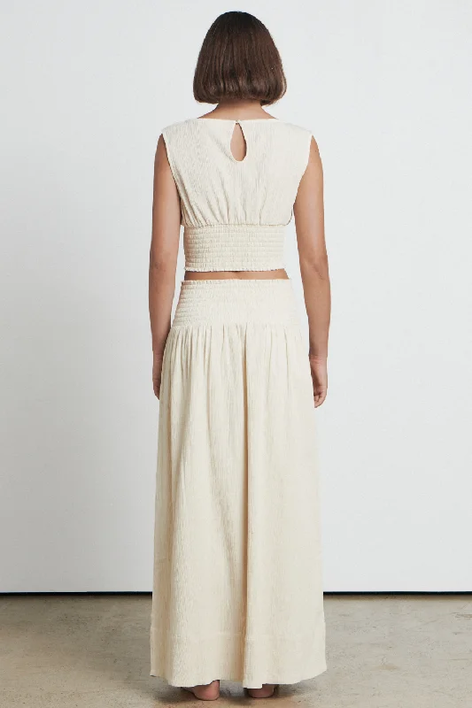 The Crinkle Cream Maxi Skirt