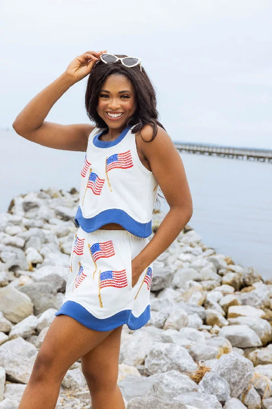 White & Navy American Flag Skirt