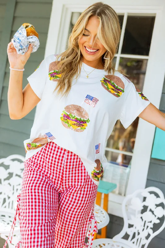 White Scattered American Burger Tee