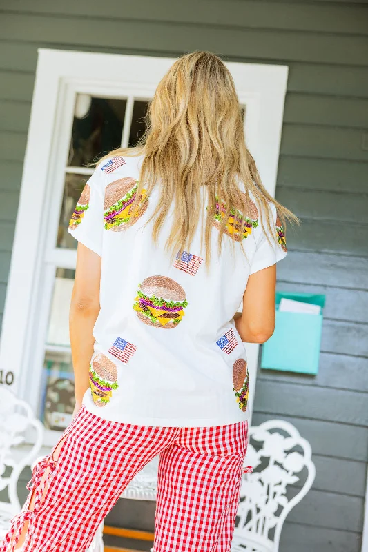 White Scattered American Burger Tee