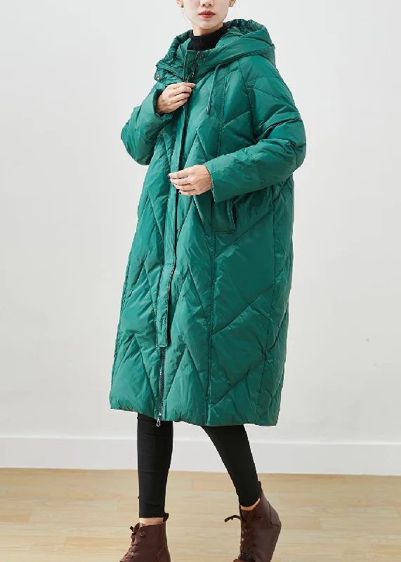 Vintage Green Oversized Thick Fine Cotton Filled Puffers Jackets Winter