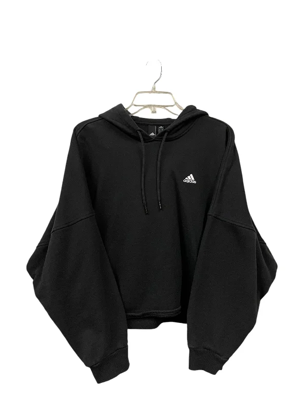 Athletic Sweatshirt Hoodie By Adidas In Black, Size: M