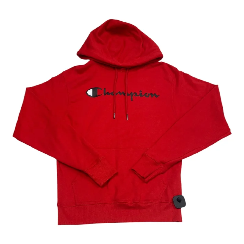 Athletic Sweatshirt Hoodie By Champion In Red, Size: S