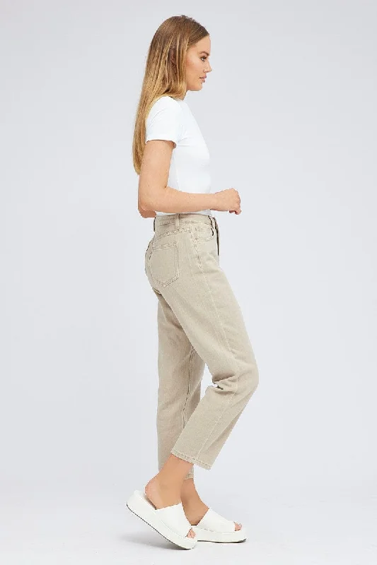 Beige Mom Denim Jean