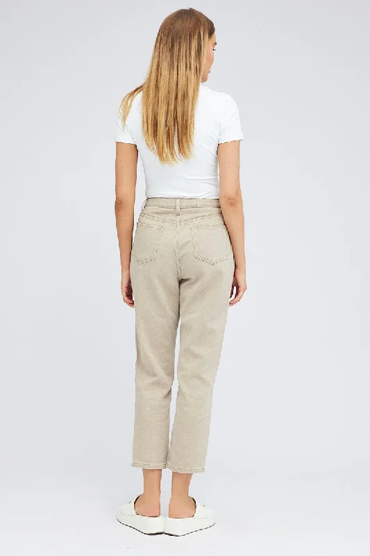 Beige Mom Denim Jean