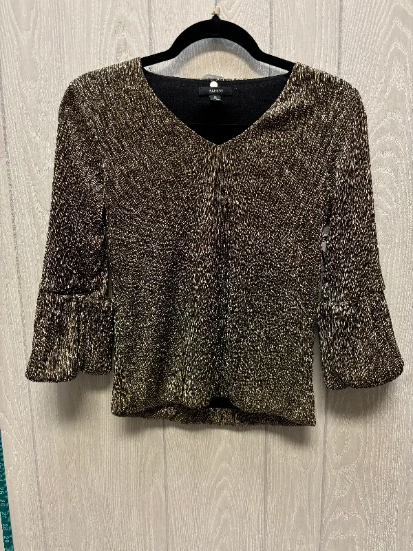 Blouse 3/4 Sleeve By Alfani In Gold, Size: Xs