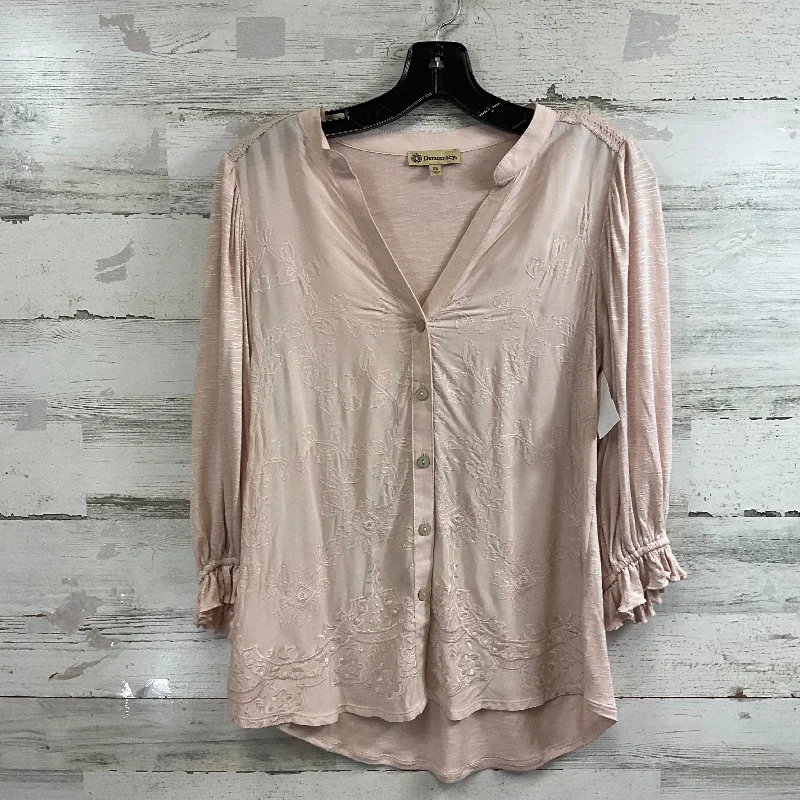 Blouse 3/4 Sleeve By Democracy In Pink, Size: Xs