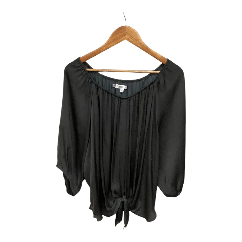 Blouse 3/4 Sleeve By Jennifer Lopez In Black, Size: Xl