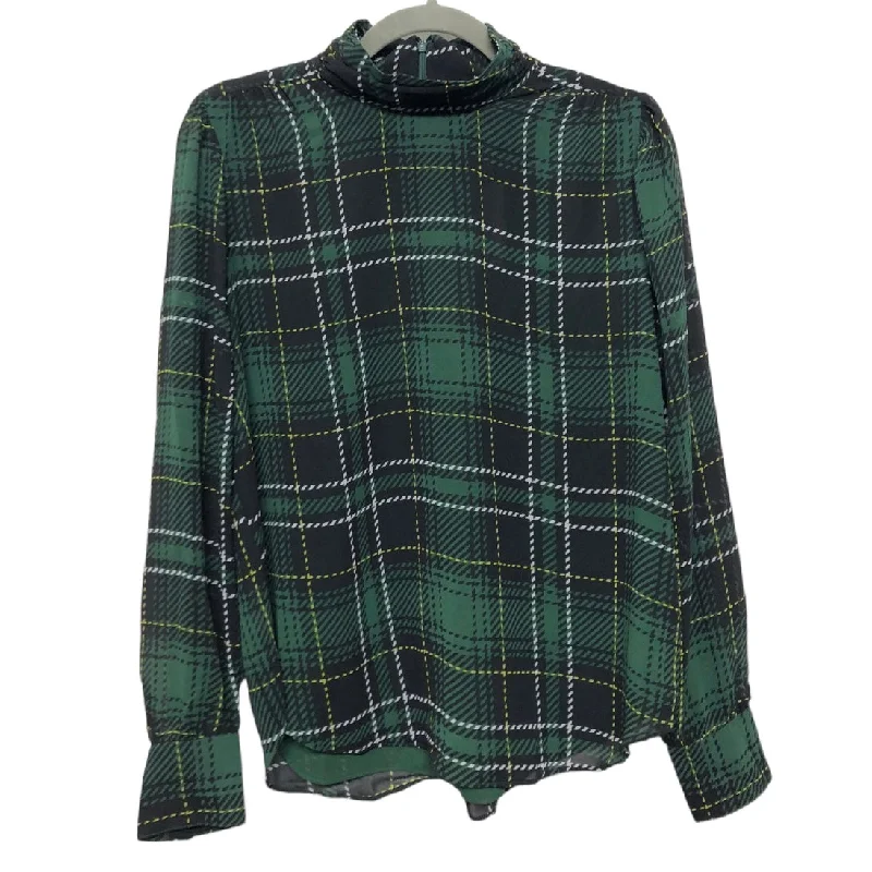 Blouse Long Sleeve By Ann Taylor In Black & Green, Size: S