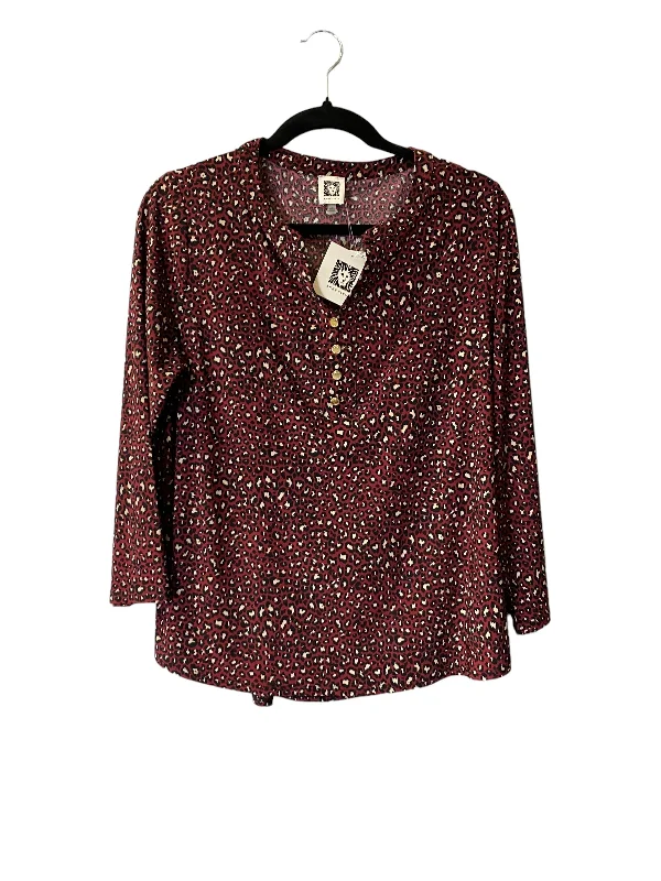 Blouse Long Sleeve By Anne Klein In Animal Print, Size: L