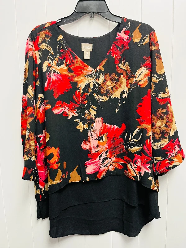 Blouse Long Sleeve By Chicos In Black & Red, Size: Xl