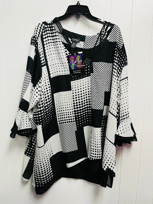 Blouse Long Sleeve By Clothes Mentor In Black & White, Size: 4x