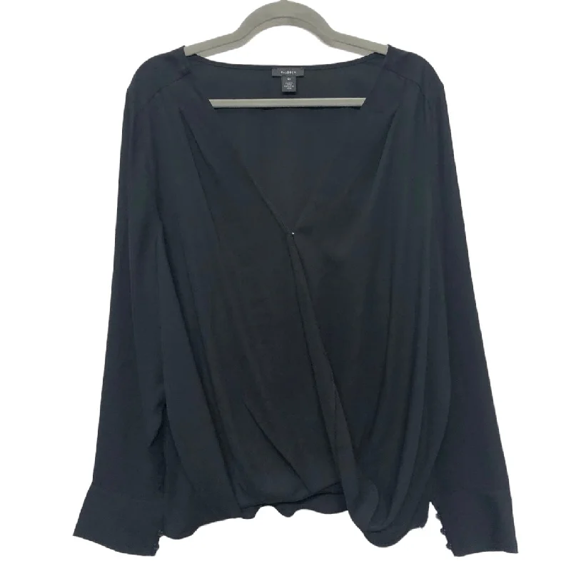 Blouse Long Sleeve By Halogen In Black, Size: 2x