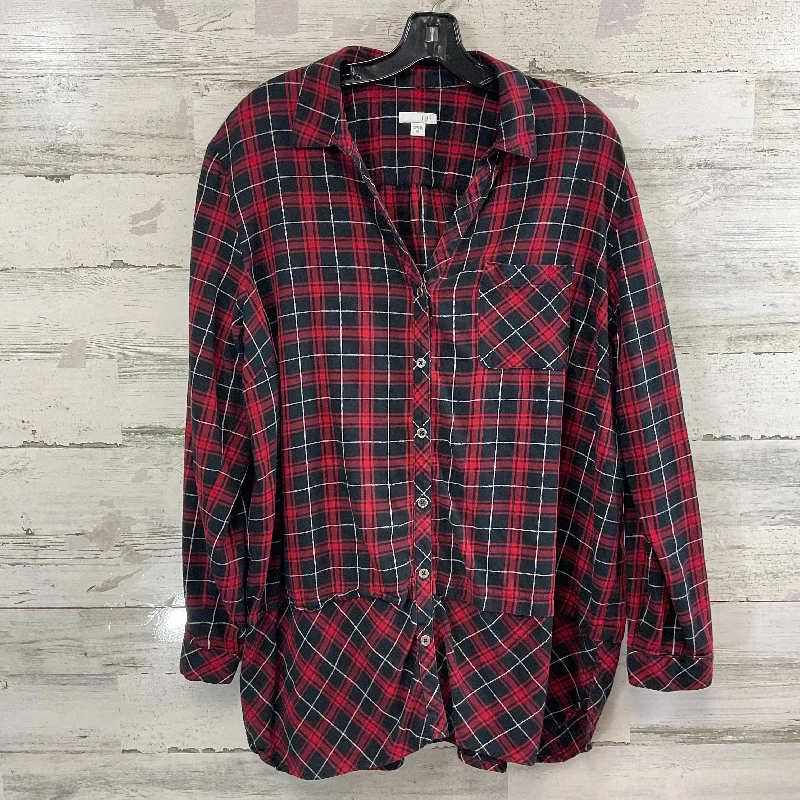 Blouse Long Sleeve By J. Jill In Black & Red, Size: Xl