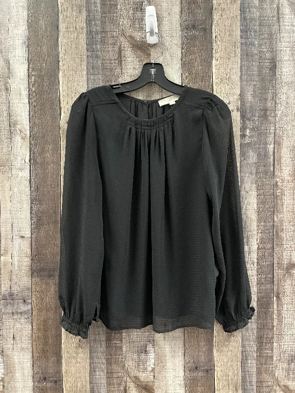 Blouse Long Sleeve By Loft In Black, Size: S