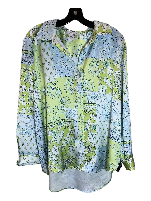 Blouse Long Sleeve By Rachel Zoe In Blue & Green, Size: Xl