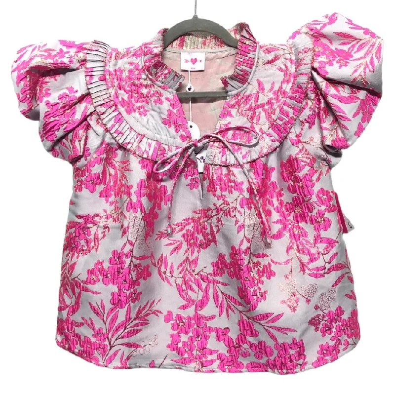 Blouse Short Sleeve By Buddy Love In Grey & Pink, Size: M