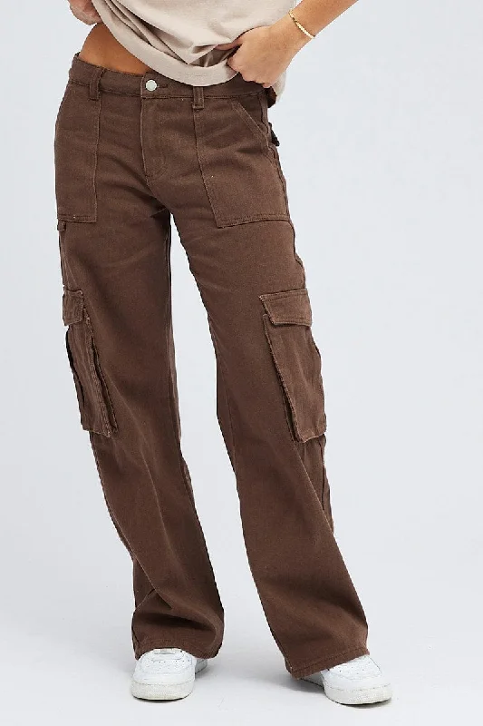 Brown Cargo Jean Multi Pocket