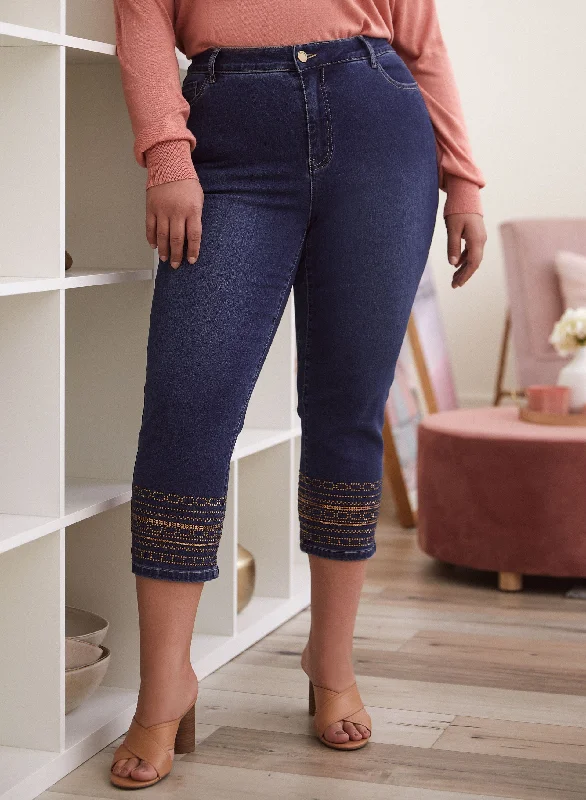 Chain Detail Denim Capris